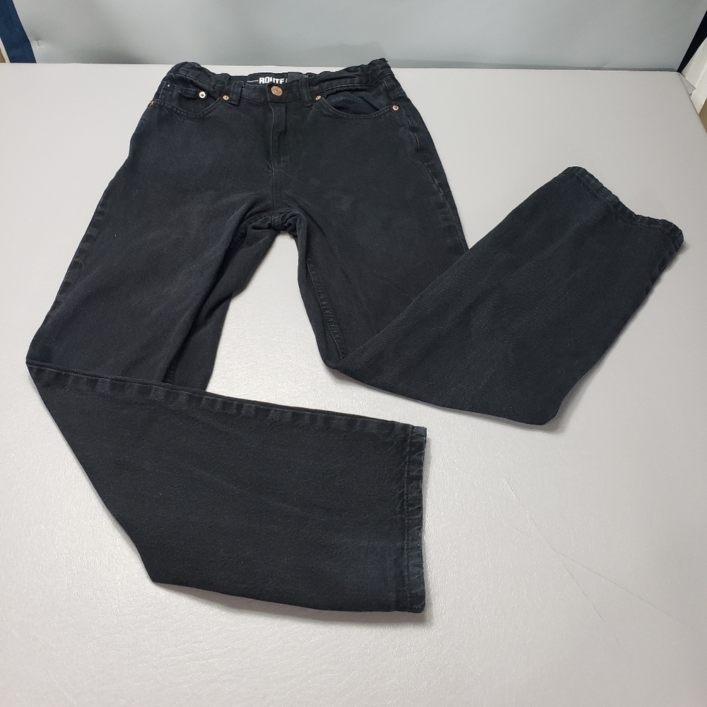 boys route 66 relaxed solid black jeans size 14